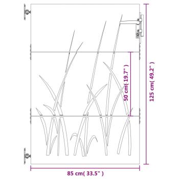 Gartentor 85x125 cm Cortenstahl Gras-Design