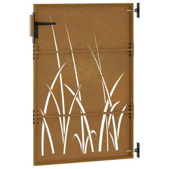 Gartentor 85x125 cm Cortenstahl Gras-Design