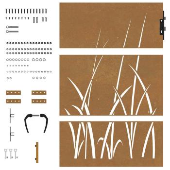 Gartentor 85x125 cm Cortenstahl Gras-Design