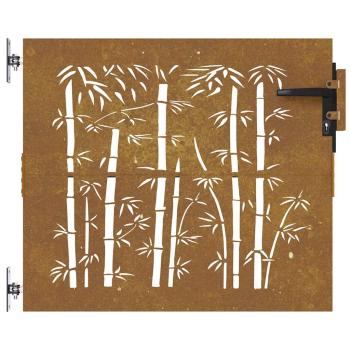 Gartentor 85x100 cm Cortenstahl Bambus-Design