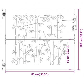 Gartentor 85x100 cm Cortenstahl Bambus-Design