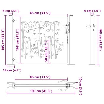 Gartentor 105x105 cm Cortenstahl Bambus-Design