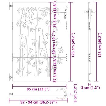 Gartentor 85x125 cm Cortenstahl Bambus-Design