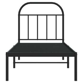 Bettgestell mit Kopfteil Metall Schwarz 75x190 cm