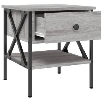 ARDEBO.de - Nachttisch Grau Sonoma-Eiche 40x42x45 cm Holzwerkstoff