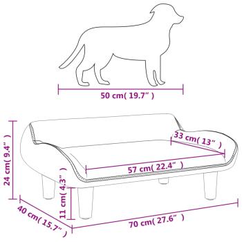 Hundebett Creme 70x40x24 cm Stoff