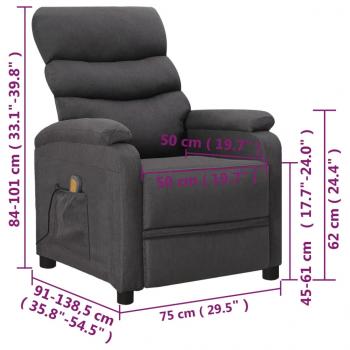 Massagesessel Dunkelgrau Stoff
