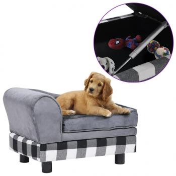 ARDEBO.de - Hundesofa Grau 57x34x36 cm Plüsch