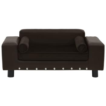 Hundesofa Braun 81x43x31 cm Plüsch und Kunstleder   