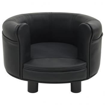 Hundesofa Schwarz 48x48x32 cm Plüsch und Kunstleder   