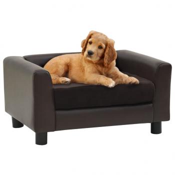 ARDEBO.de - Hundesofa Braun 60x43x30 cm Plüsch und Kunstleder   