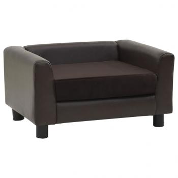 Hundesofa Braun 60x43x30 cm Plüsch und Kunstleder   
