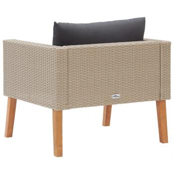 1-Sitzer-Gartensofa mit Auflagen Poly Rattan Beige