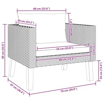1-Sitzer-Gartensofa mit Auflagen Poly Rattan Beige