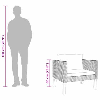 1-Sitzer-Gartensofa mit Auflagen Poly Rattan Beige