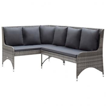 ARDEBO.de - Garten-Ecksofas 2 Stk. Poly Rattan Grau