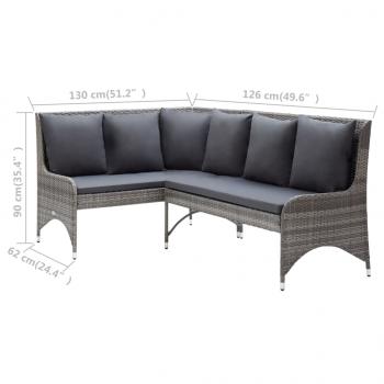 Garten-Ecksofas 2 Stk. Poly Rattan Grau