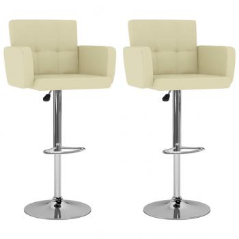 ARDEBO.de - Barhocker 2 Stk. Creme Kunstleder