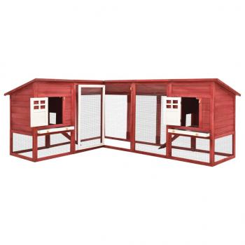 Kaninchenstall mit Freilauf Rot und Weiß Tanne Massivholz  