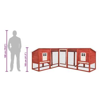 Kaninchenstall mit Freilauf Rot und Weiß Tanne Massivholz  