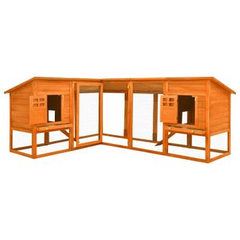 Kaninchenstall mit Freilauf Braun Tanne Massivholz  