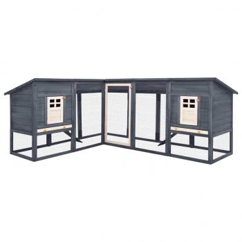 Kaninchenstall mit Freilauf Grau und Weiß Tanne Massivholz  