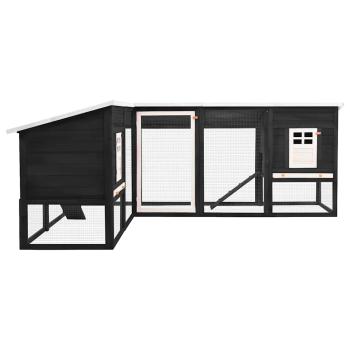 Kaninchenstall mit Freilauf Grau und Weiß Tanne Massivholz  