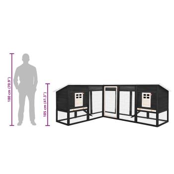 Kaninchenstall mit Freilauf Grau und Weiß Tanne Massivholz  