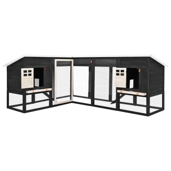 Kaninchenstall mit Freilauf Grau und Weiß Tanne Massivholz  