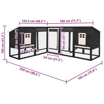 Kaninchenstall mit Freilauf Grau und Weiß Tanne Massivholz  