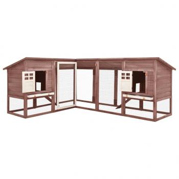 Kaninchenstall mit Freilauf Mocca und Weiß Tanne Massivholz  