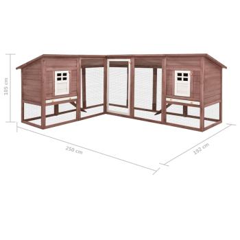 Kaninchenstall mit Freilauf Mocca und Weiß Tanne Massivholz  