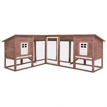 Kaninchenstall mit Freilauf Mocca und Weiß Tanne Massivholz  