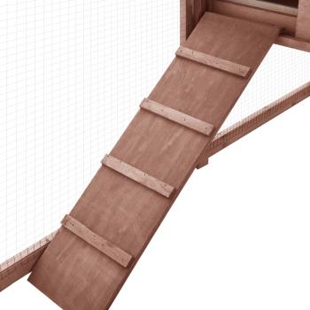 Kaninchenstall mit Freilauf Mocca und Weiß Tanne Massivholz  