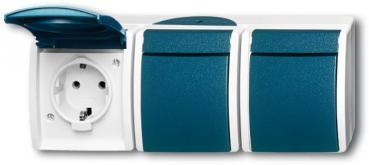 ARDEBO.de Busch-Jaeger 2300/3 EW-53 SCHUKO Steckdose, Ocean IP44, 3-fach, grau/blaugrün (2CKA002084A0698)