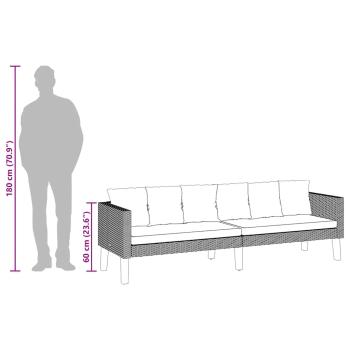 3-Sitzer-Gartensofa mit Auflagen Poly Rattan Schwarz