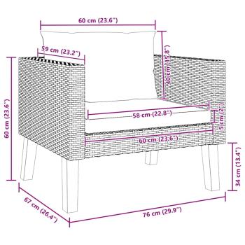 1-Sitzer-Gartensofa mit Auflagen Poly Rattan Schwarz
