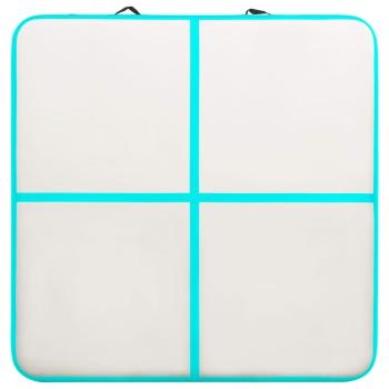 Aufblasbare Gymnastikmatte mit Pumpe 200x200x20 cm PVC Grün