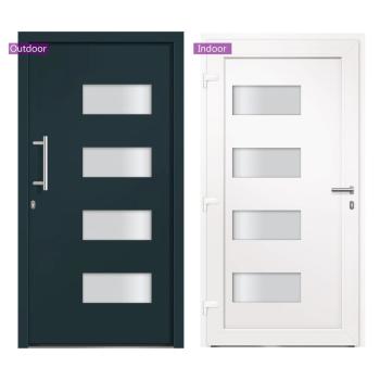 Haustür Aluminium und PVC Anthrazit 100x200 cm 
