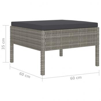 6-tlg. Garten-Lounge-Set mit Auflagen Poly Rattan Grau