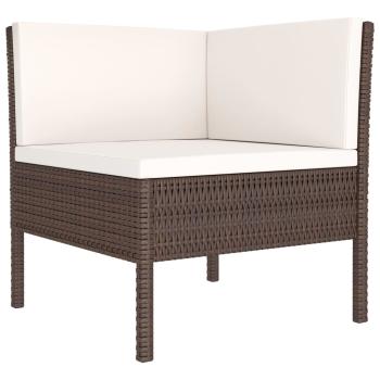 4-tlg. Garten-Lounge-Set mit Auflagen Poly Rattan Braun