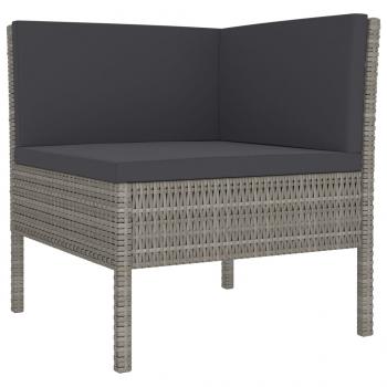 ARDEBO.de - 9-tlg. Garten-Lounge-Set mit Auflagen Poly Rattan Grau