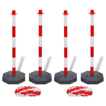 Set von 4 Absperrpfosten und 2 Kunststoff-Ketten von je 10 m 