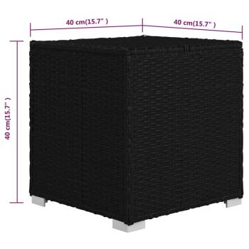 3-tlg. Garten-Sonnenliegen mit Teetisch Poly Rattan Schwarz