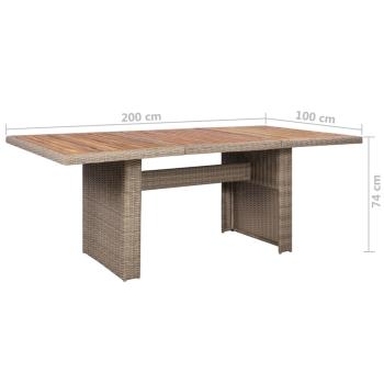 9-tlg. Garten-Essgruppe Poly Rattan Braun  