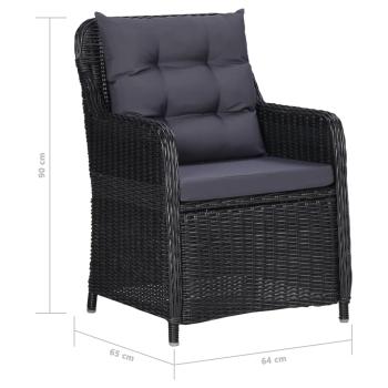 11-tlg. Garten-Essgruppe Poly Rattan Schwarz