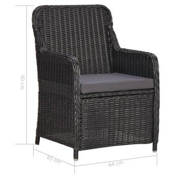 9-tlg. Garten-Essgruppe Poly Rattan Schwarz