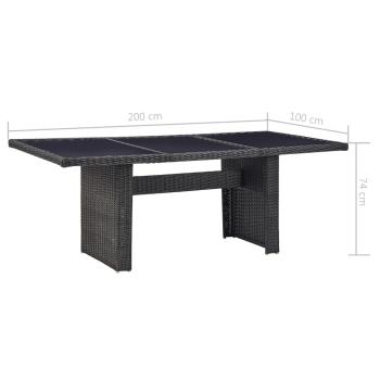 11-tlg. Garten-Essgruppe Poly Rattan Schwarz