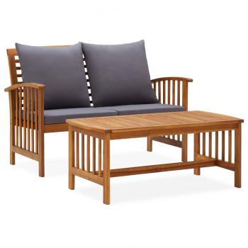 ARDEBO.de - 2-tlg. Garten-Lounge-Set mit Kissen Massivholz Akazie