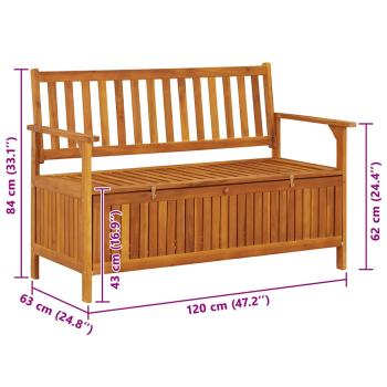 Gartenbank mit Stauraum 120 cm Massivholz Akazie